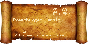 Preszburger Margit névjegykártya